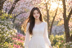 春日白裙：花落满径的那个下午
